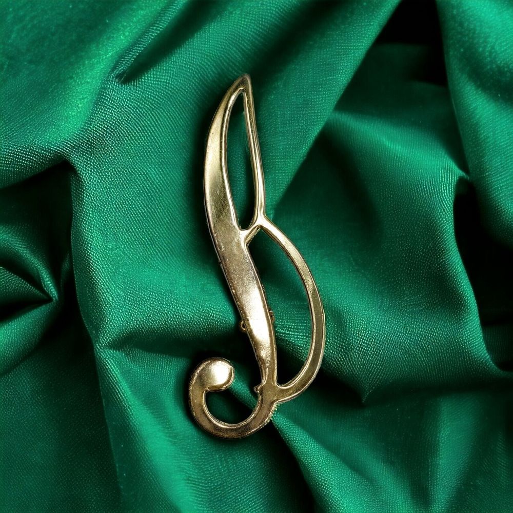 Letter B Brooch Vintage Initial Script Cursive Estate Monogram Jewelry Pin